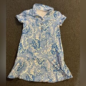 Lilly Pulitzer Girls Mini Sadie Polo Dress in the "Blue Peri Turtley Awesome"